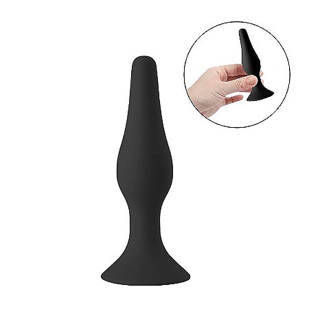 Plug Anal Cônico em Silicone com Ventosa - Tamanho M 12.5x3.2