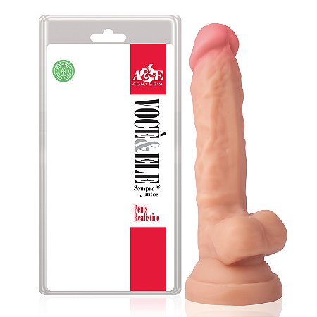 Penis  Realistico com Escroto e Ventosa Tamanho 16 X3,5 Cms