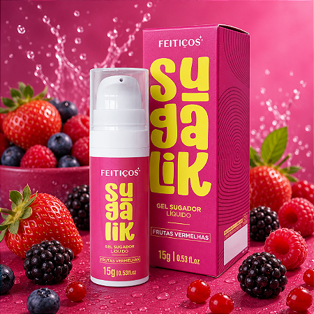 Sugalik Sugador Líquido Comestível- Suga, Vibra, Pulsa, Aquece e Esfria. 15 Gramas Sabores