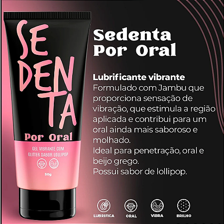 Excitante Unissex Beijável que Aquece e Vibra Sedenta para Sexo Oral 50 Gramas- Sabores