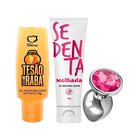 Kit Promocional Plug Anal Tamanho P, Excitante e Anestésico Anal Tesão na Raba, Lubrificante Ultra Deslizante Sedenta