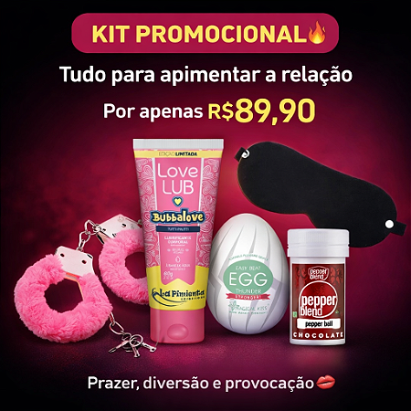 "Kit Promocional" Algema Pelucia + Lubrificante Beijável + Egg Masturbador + Venda para os Olhos em Couro+ Bolinha Explosiva Chocolate