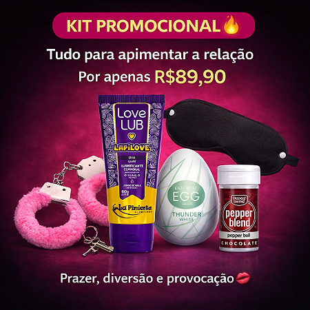 "Kit Promocional" Algema Pelucia + Lubrificante Beijável + Egg Masturbador + Venda para os Olhos em Couro+ Bolinha Explosiva Chocolate