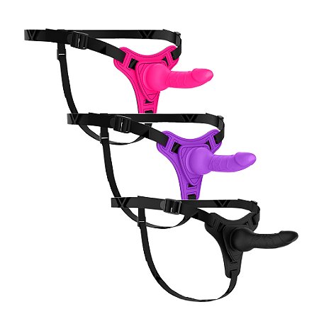 Kit Strap On - Cinta com Prótese Texturizada Cores