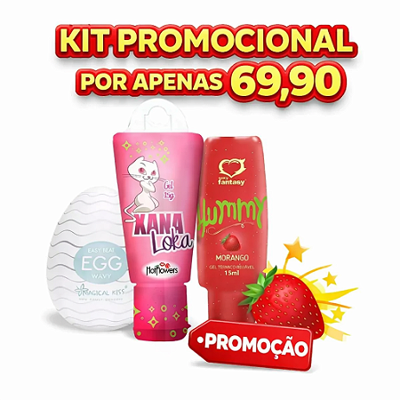 "Kit Promocional" Multi Sensações _ Egg Masturbador, Yummy Gel para Sexo Oral e Xana Loka Facilitador de Orgasmos