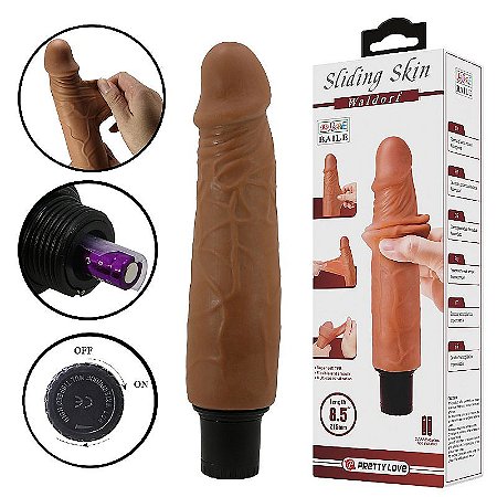 Prótese Realística - Dupla Camada com Vibrador - à Pilha - Tamanho 21,0 X 4,0 cm