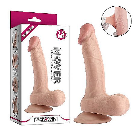 Penis Ultra Realístico com Dupla Camada e Ventosa - Tamanho 19,0 x 3,7 Cms
