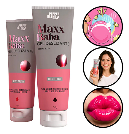 Lubrificante Beijável e Aromatizado Ultra Deslizante Maxx Baba Tutti Frutti 50 Gramas