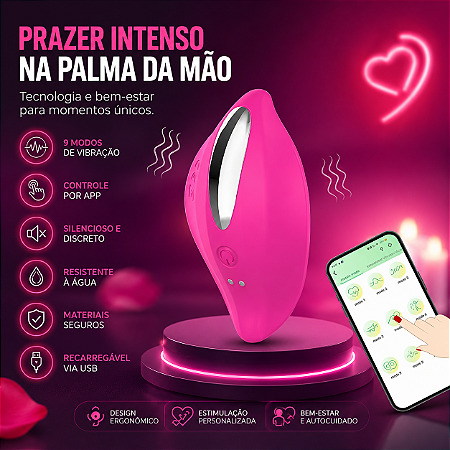 Vibrador de Calcinha Recarregável, 09 Intensidades- Controle por Aplicativo, Vibração por Música, Jogos e Vídeo Conferencia