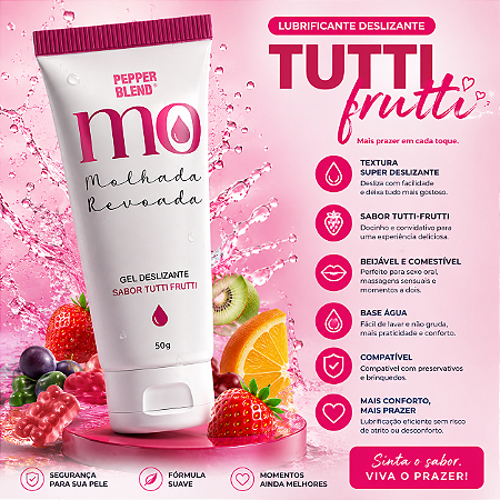 Lubrificante MO Molhada Revoada Gel Deslizante Sabor Tutti-Frutti 50g Pepper Blend