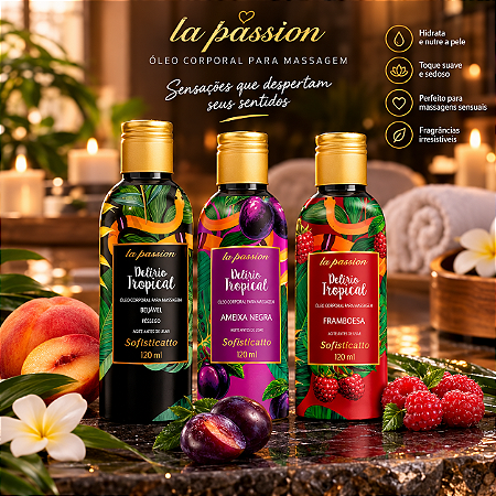 Óleo de Massagem Delírio Tropical Beijável 120ml Sofisticatto