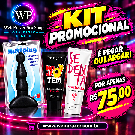 "Kit Promocional" Plug Anal Escalonado Silicone + Gel Anestésico + Lubrificante Neutro Deslizante