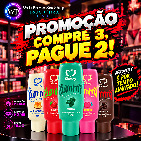 "PROMOÇÃO COMPRE 3, PAGUE2" Gel Comestível para Sexo Oral Yummy - Nas Versões Hot e Ice