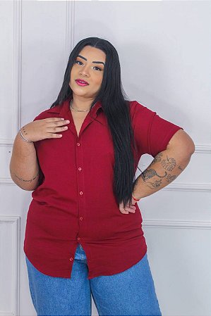 Camisa Viscolinho Bordô