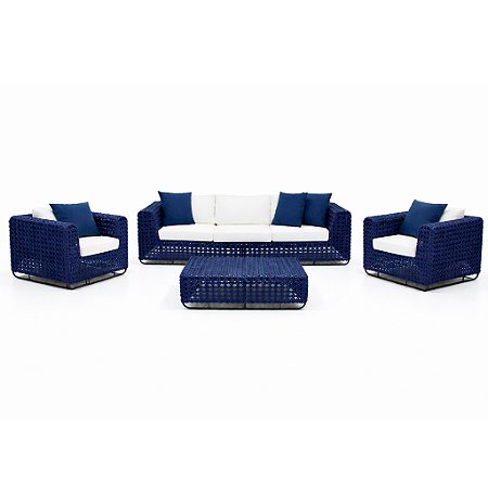 Conjunto de Sofá Fúcsia em Corda Náutica