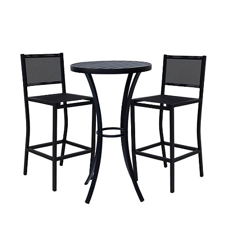 Conjunto Bistrô Ripado 2 Banquetas Frésia em Tela sling