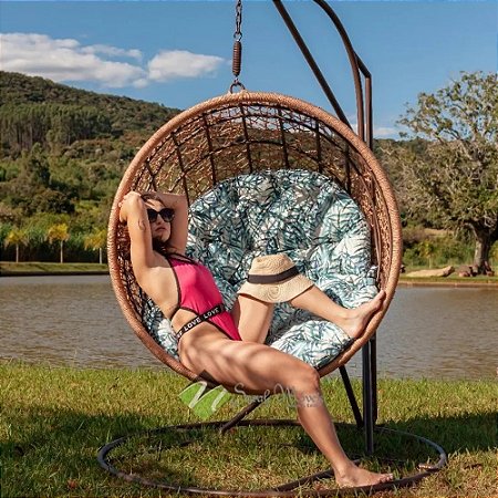 Cadeira Balanço em corda nautica e aluminio com suporte - Sarah Móveis