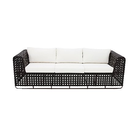 Sofá 3 Lugares Fúcsia Fibra Sintética e Alumínio