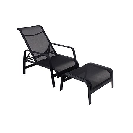 Mini Espreguiçadeira Lótus com Puff em Tela Sling