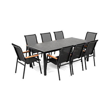 Conjunto de Mesa Cactos Retangular com 8 Poltronas