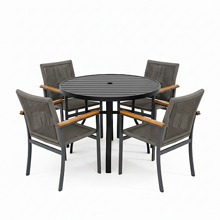 Conjunto de mesa Perpétua com 4 Poltronas em Corda Náutica