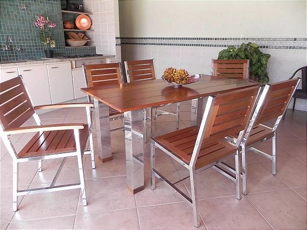 Conjunto de mesa para área gourmet, sala, cozinha e jardim - Sarah Móveis