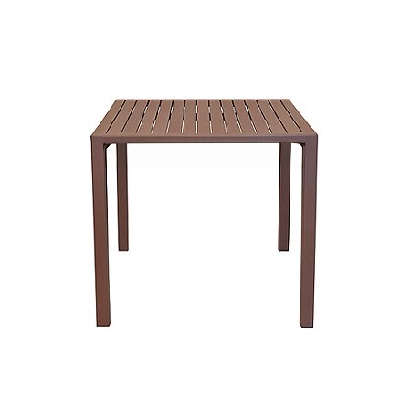Mesa Quadrada em Alumínio com Tampo Ripado 90x90cm