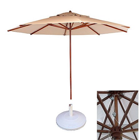 Ombrelone Central em Madeira 3,00m de Diâmetro com Base