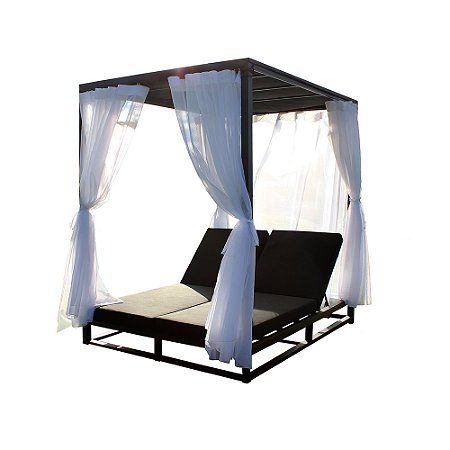 Chaise Gazebo em Alumínio com Cortinas e Almofadas
