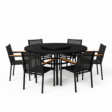 Conjunto Perpétua com Mesa Giratória Giro Externo com 6 Cadeiras