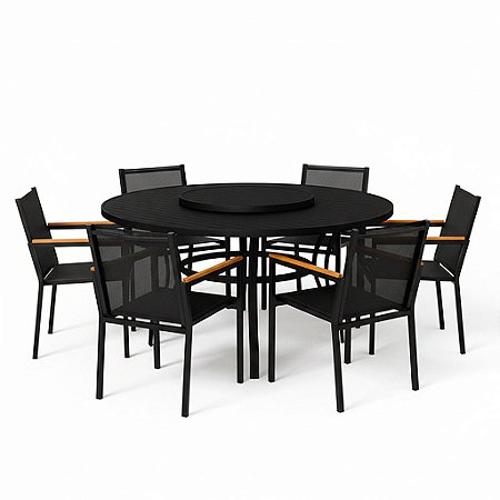 Conjunto de mesa Perpétua Giro Externo com 6 Poltronas
