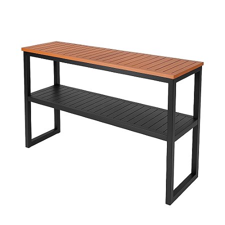 Aparador Duplo com Tampo em Madeira para Área Gourmet e Varanda