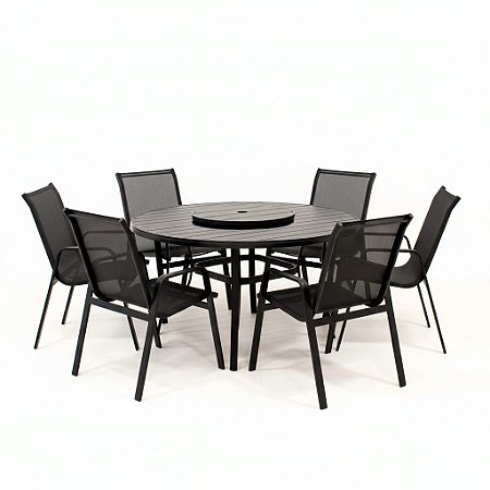 Conjunto de mesa Lótus Giro Externo com 6 Cadeiras