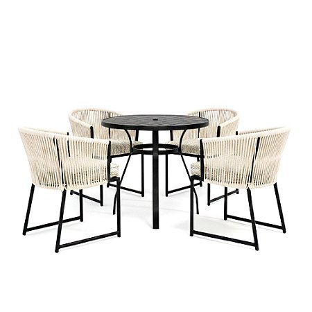 Conjunto de Mesa Íris 1,00m + 4 Poltronas