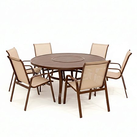 Conjunto de mesa Lótus Giro Interno com 6 Cadeiras