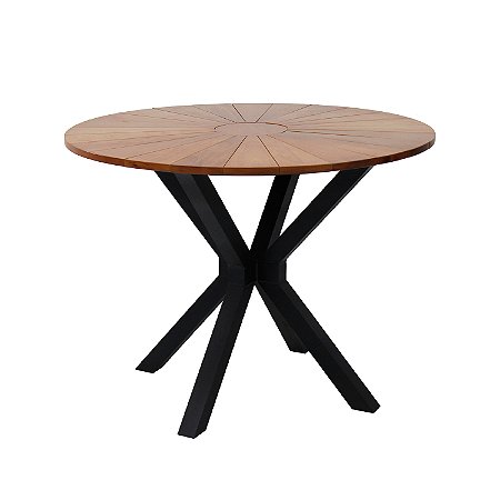 Mesa 1,00m com Tampo em Madeira e Pé em X