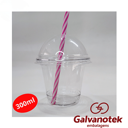 150 unid Copo 300ml com Tampa Bolha com Furo - Galvanotek® G 830