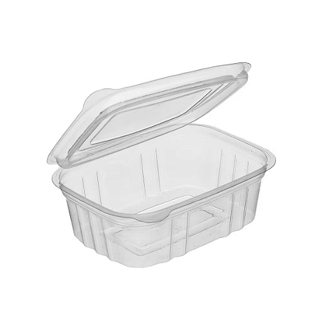 200 Unid Embalagem Pote Retangular 250ml com Tampa Articulada Packform® PF 88 Caixa Fechada