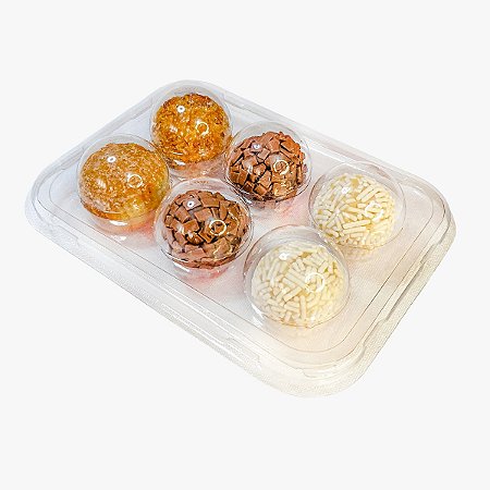 10 unid Embalagem Blister para 06 Doces Bombons Trufas FlipFestas®