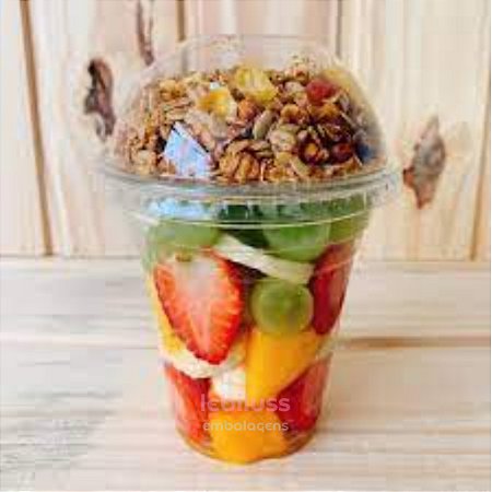 50 Unid Copo Bolha 400ml com Divisória (Copo + Tampa Bolha Sem Furo + Tampa Reta/Flat) Galvanotek® G 840