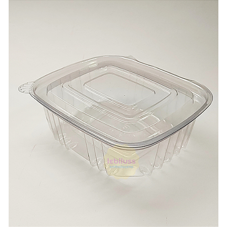 200 Unid Embalagem Pote Retangular 500ml com Tampa Articulada Packform® PF 90 Caixa Fechada