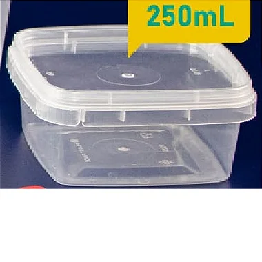 25 Unid Pote quadrado c/ Tampa lacre 250ml Freezer e Microondas Marmitinha Fit Plast Pack®