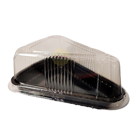 100 Unid Embalagem Para Fatia De Bolo Torta Pudim Base Preta Sanpack® S 630 Caixa fechada