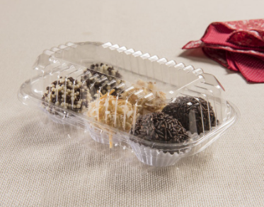 100 Unid Embalagem Retangular Tampa Articulada para Salgados Lanches Doces Pães em Geral Sanpack® S 10 Caixa fechada