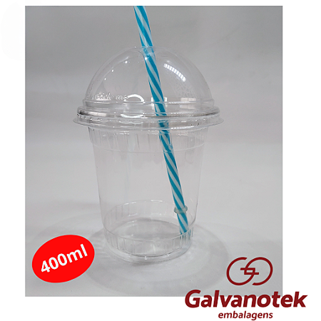 150 unid Copo 400ml com Tampa Bolha com Furo - Galvanotek® G 840