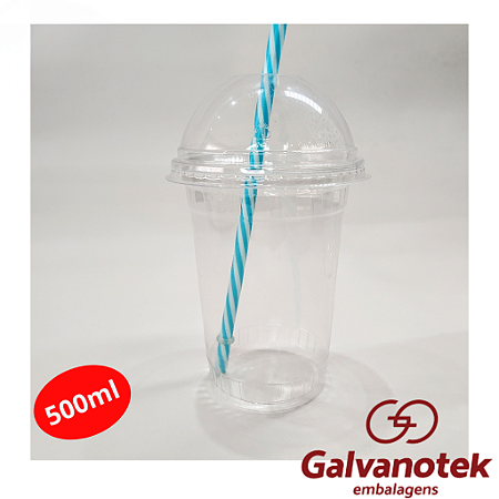 150 unid Copo 500ml com Tampa Bolha com Furo - Galvanotek® G 850