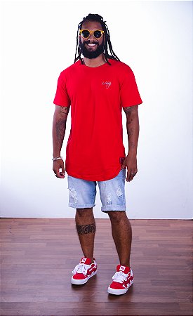 CAMISETA I AM VIP SUEDINE - VERMELHA ASS PRATA