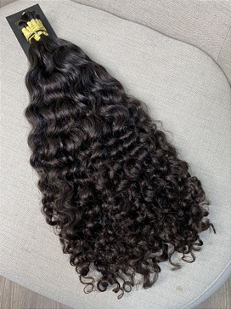 Cabelo Brasileiro do Sul Cacheado Castanho Médio 50cm 260g