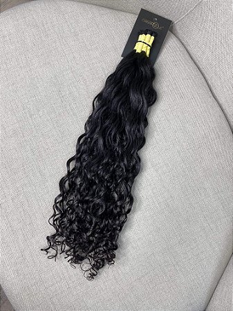 Cabelo Brasileiro Cacheado Castanho Escuro 45cm 118g