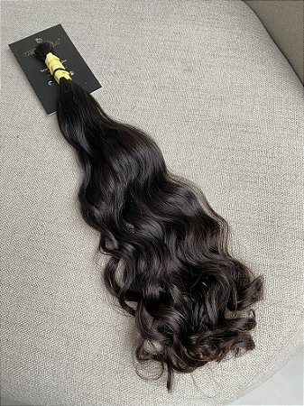Cabelo Brasileiro Ondulado Castanho Médio 45cm 48g